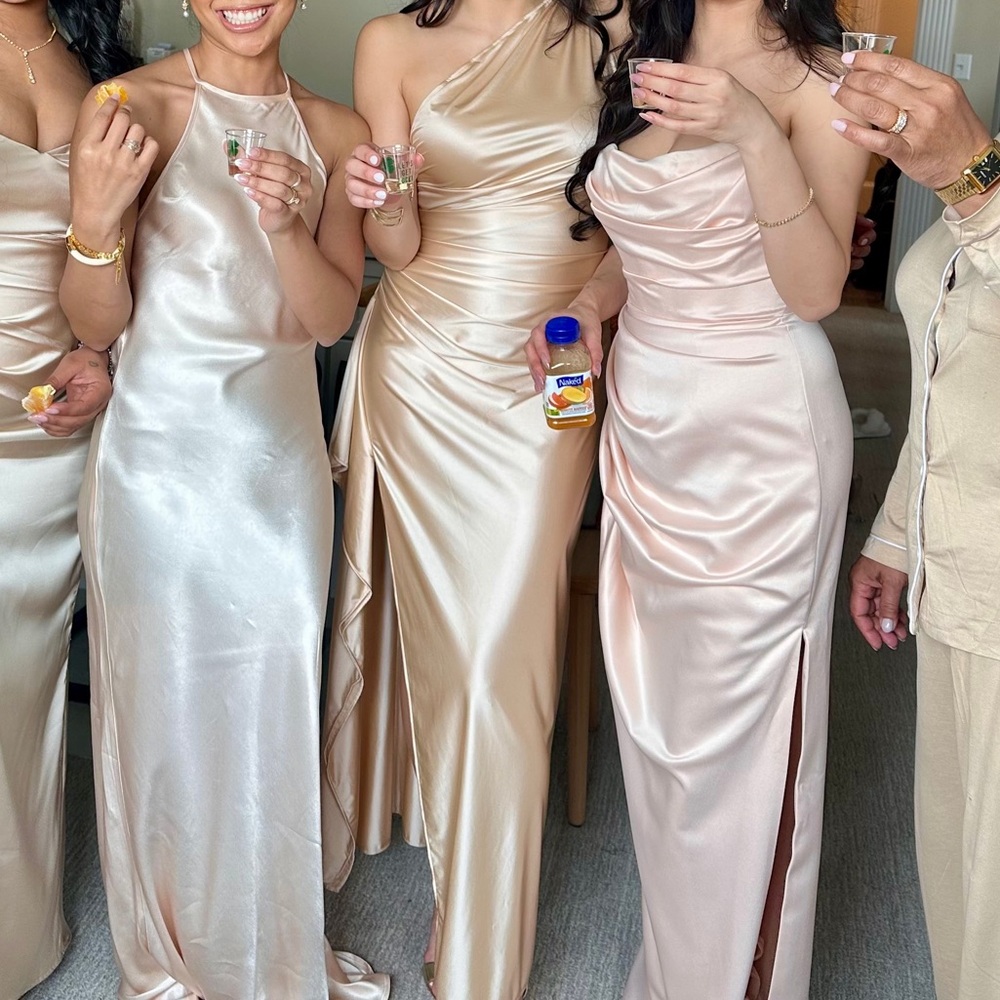Adrienne champagne maxi satin corset gown - Picture 5 of 7